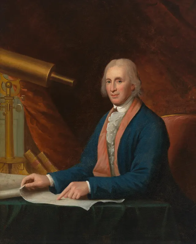 Oil portrait of David Rittenhouse, first director of the US Mint, painted by Charles Willson Peale in 1796