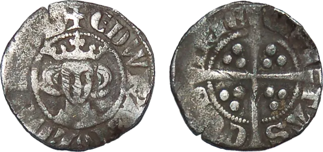 Silver long cross penny of Edward I, with the long cross on the reverse that gave “cross and pile” its name