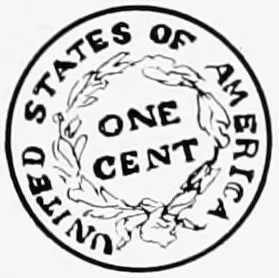 The 1835 US large cent tossed in 1845 to name Portland, Oregon, reverse