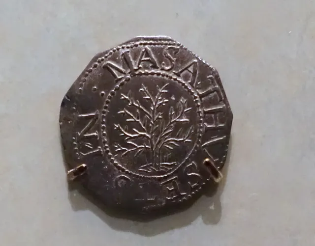 Massachusetts Oak Tree shilling dated 1652, struck between 1660 and 1667