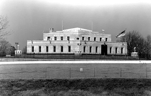 The granite US Bullion Depository at Fort Knox, Kentucky, where the melted 1933 gold and the ten Langbord coins ended up