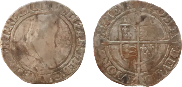 Hand-hammered Elizabeth I sixpence of 1561, slightly irregular and weakly struck