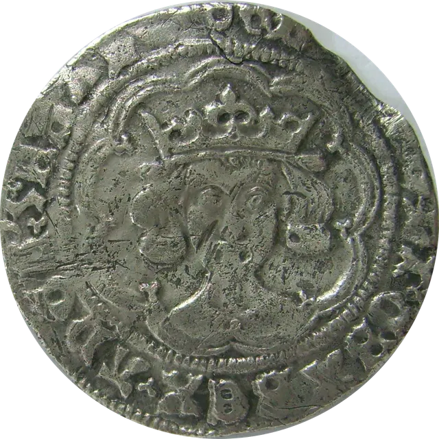 Silver groat of Edward III: crowned facing bust inside a ring of arches
