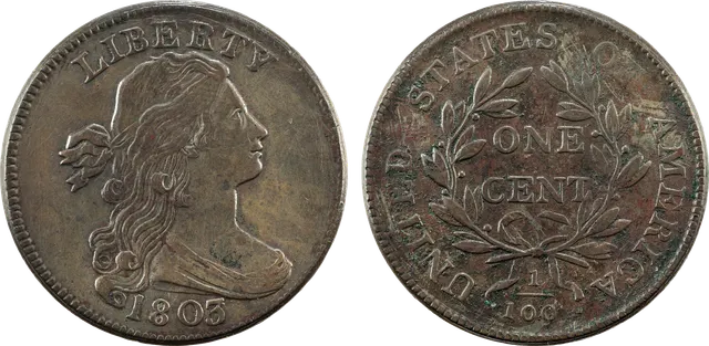 1803 Draped Bust large cent, obverse and reverse