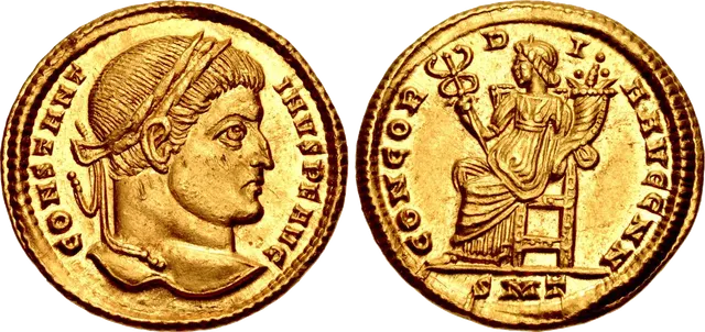 Gold solidus of Constantine I struck at Ticinum in AD 320