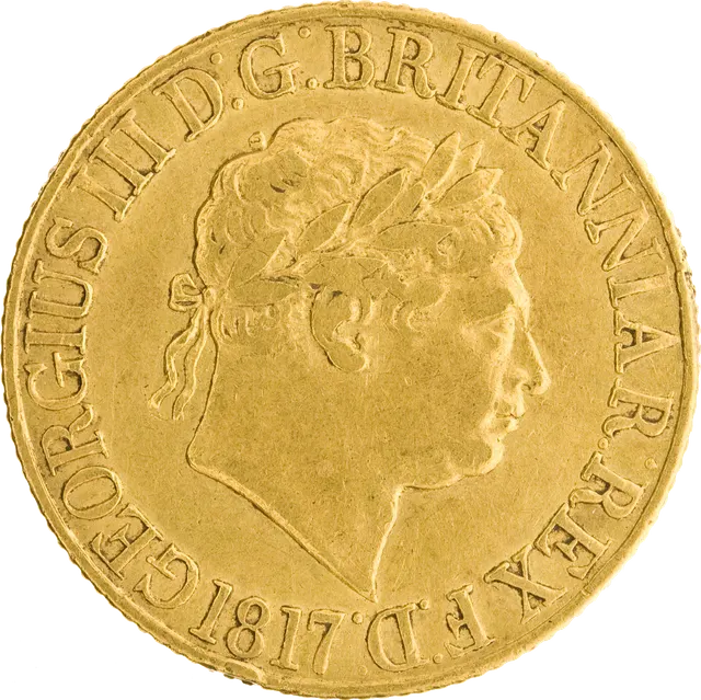 The first modern sovereign: George III, 1817, laureate head by Benedetto Pistrucci