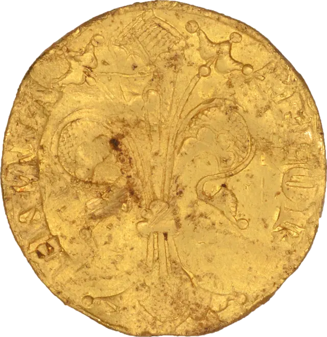Gold florin of Florence showing the lily and Saint John the Baptist