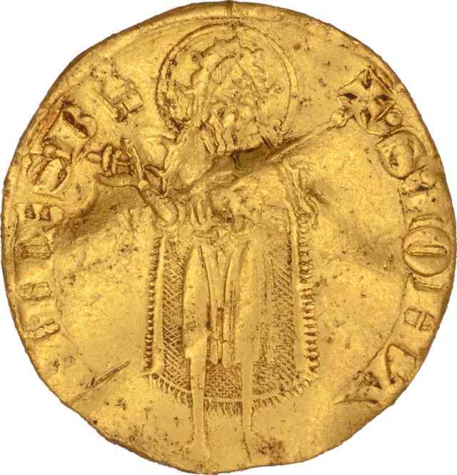 Gold florin of Florence showing the lily and Saint John the Baptist