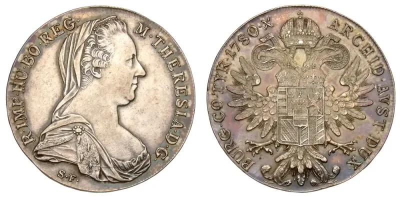 Maria Theresa thaler in the Berlin coin cabinet, both sides